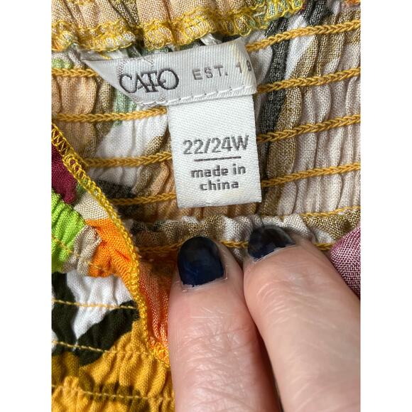 Cato smocked flowy 3/4 length sleeve multicolored top, size 22 - Picture 2 of 10
